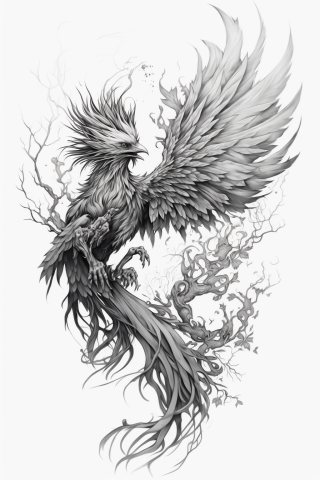 Sketch phoenix tattoo Japanese ideas#22