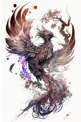 Sketch phoenix tattoo Japanese ideas#23