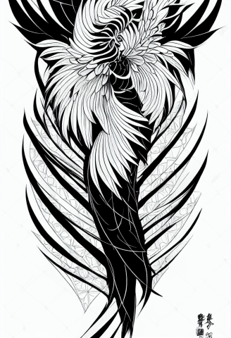 Outline Sketch Phoenix Tattoo Drawing Free Vector PNG Images | PNG Free  Download - Pikbest