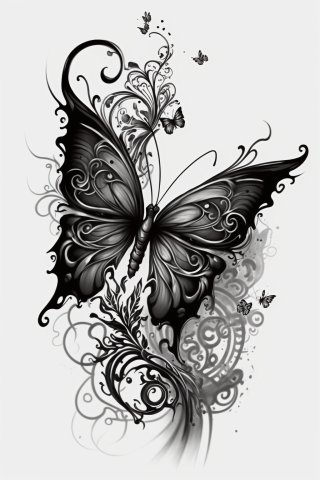 Tattoos for mental strength Butterfly, tattoo sketch#44