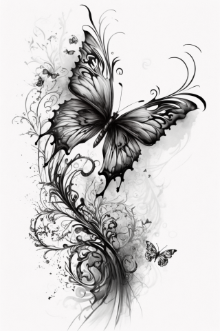 Tattoos for mental strength Butterfly, tattoo sketch#46
