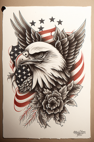 American traditional flower vase tattoo, tattoo sketch#47