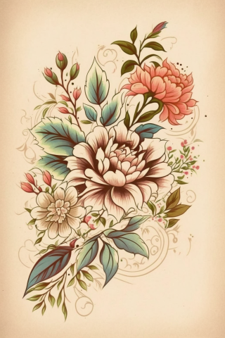 American traditional tattoos flower, tattoo sketch#39