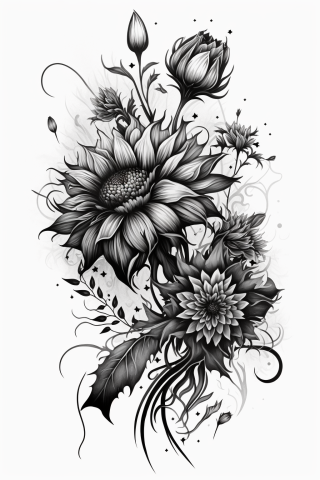 American traditional tattoos flower, tattoo sketch#40