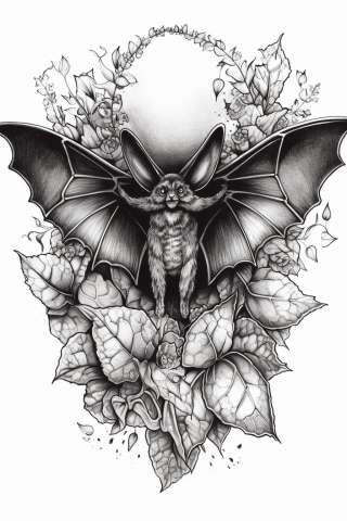 Bat sternum tattoo women, tattoo sketch#18