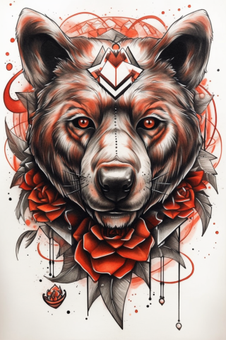 Bear neo traditional tattoo, tattoo sketch#7