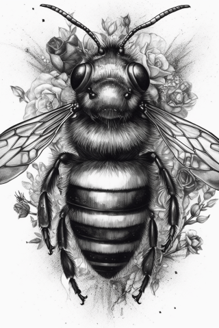 Bee chest tattoo, tattoo sketch#7