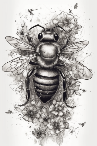 Bee chest tattoo, tattoo sketch#8