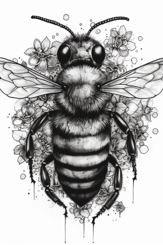 Bee chest tattoo, tattoo sketch#9