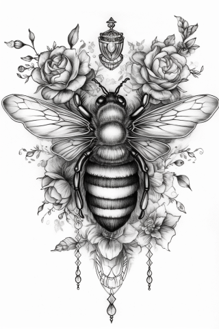 Bee sternum tattoo women, tattoo sketch#26