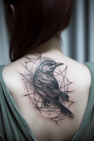 Bird fineline tattoo, tattoo sketch#12