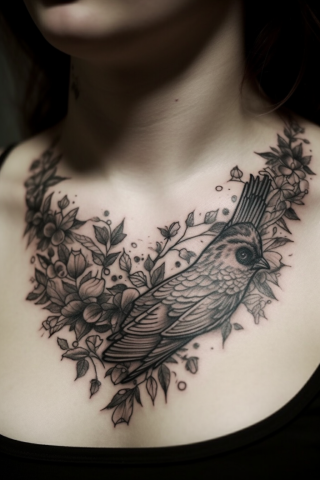 Bird sternum tattoo women#46