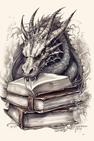 Book dragon tattoo, tattoo sketch#11
