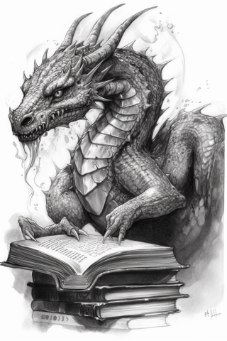 Book dragon tattoo, tattoo sketch#12
