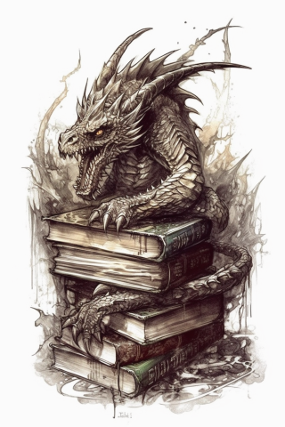 Book dragon tattoo, tattoo sketch#9