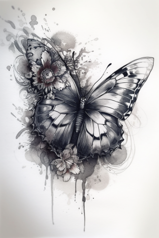 Butterfly tattoo, tattoo sketch#1