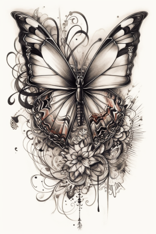 Butterfly tattoo, tattoo sketch#3