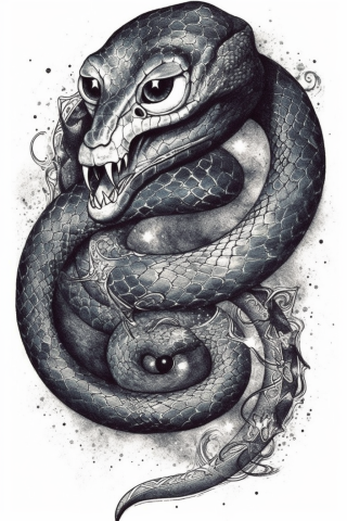 Celestial snake tattoo, tattoo sketch#9