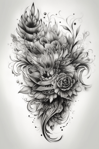 Chest tattoo for female, tattoo sketch#4