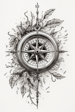 Compass tattoo, tattoo sketch#1