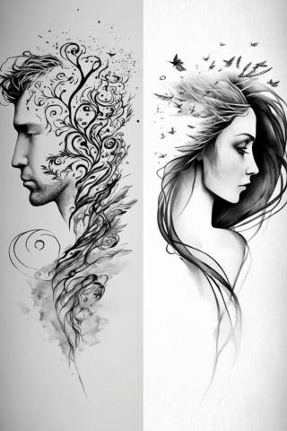 Couple tattoos unique meaningful, tattoo sketch#43