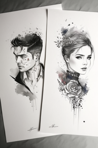 Cute couple tattoos, tattoo sketch#21