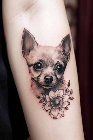 Cute small tattoos dog, tattoo sketch#13