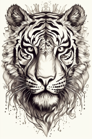 Cute tiger tattoo, tattoo sketch#10