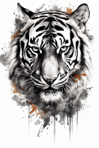 Cute tiger tattoo, tattoo sketch#11