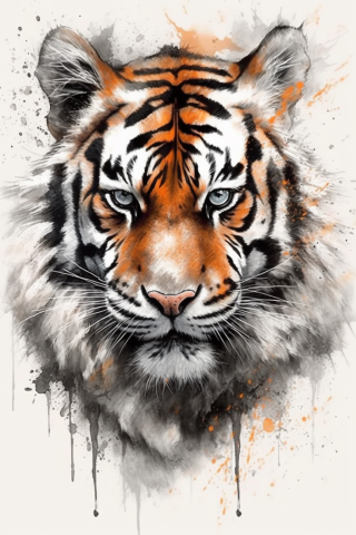 Cute tiger tattoo, tattoo sketch#12