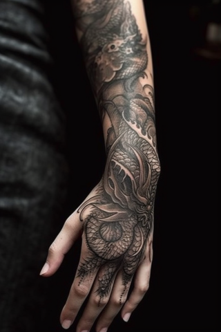 Dragon hand tattoo for women#24