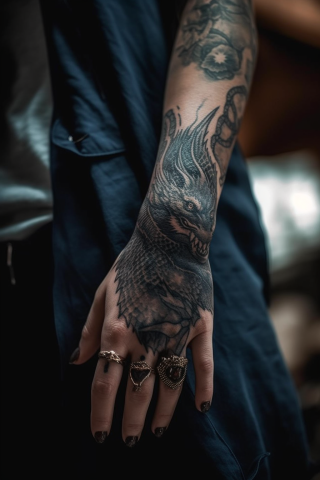Dragon hand tattoo for women#25
