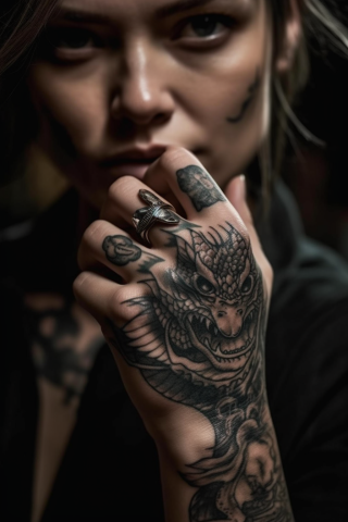 Dragon hand tattoo for women#26