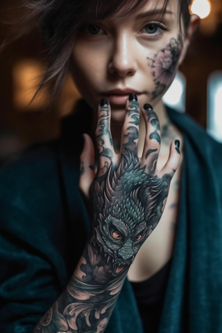 Dragon hand tattoo for women#33