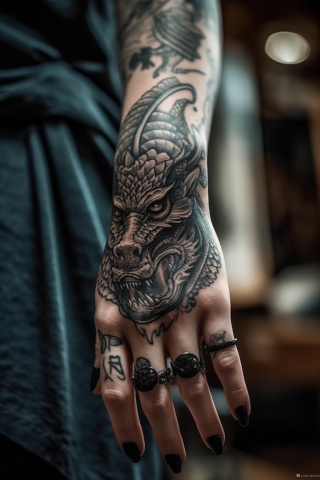 Dragon hand tattoo for women#35