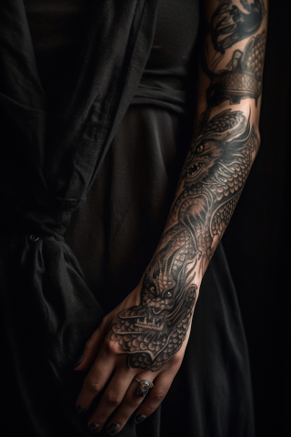 Dragon hand tattoo for women#36