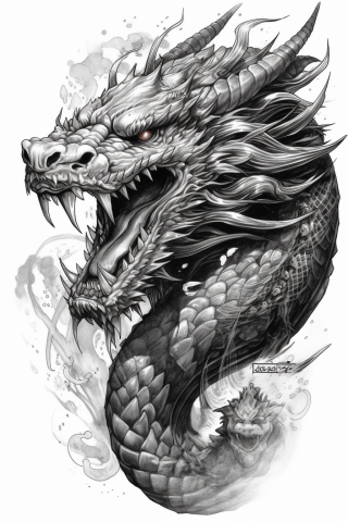 Dragon tattoo, tattoo sketch#4