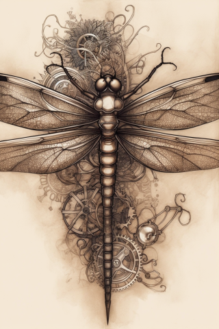 Dragonfly chest tattoo, tattoo sketch#20