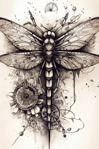 Dragonfly chest tattoo, tattoo sketch#22