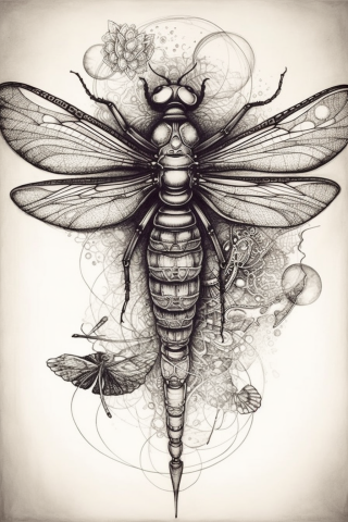 Dragonfly chest tattoo, tattoo sketch#23