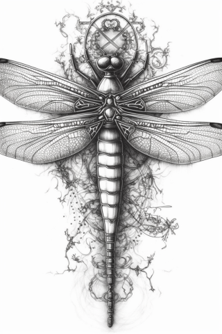 Dragonfly tattoo chest, tattoo sketch#14