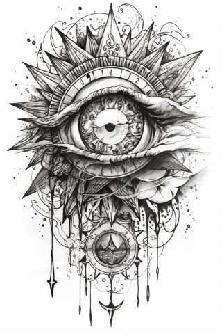 Eye sun tattoo, tattoo sketch#1