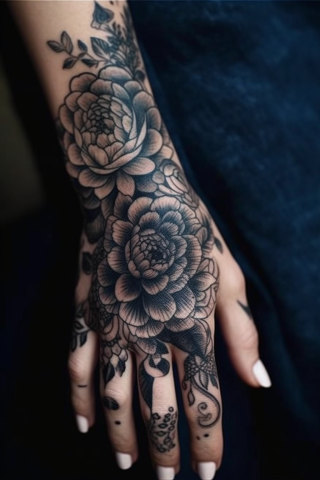 Flower hand tattoos for women#20