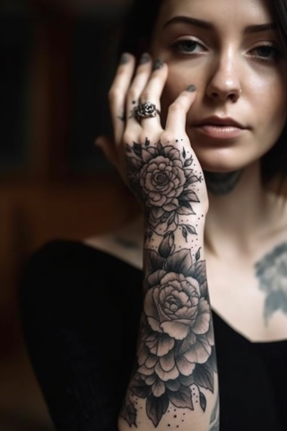 Flower hand tattoos for women#29