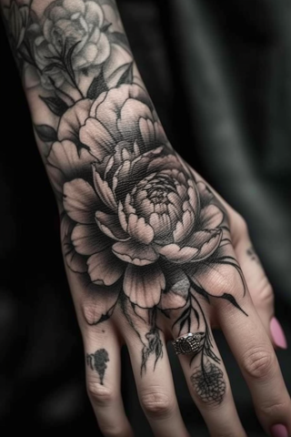Flower hand tattoos for women#32