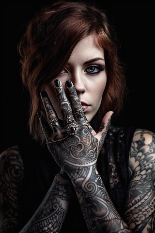 Gothic hand tattoos for women#37