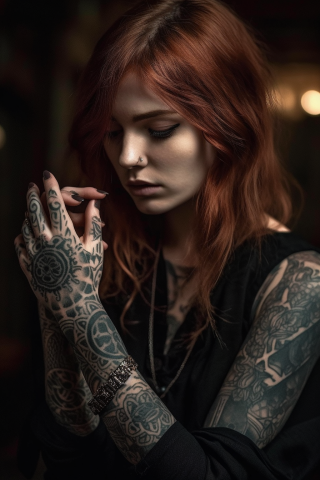 Gothic hand tattoos for women#38