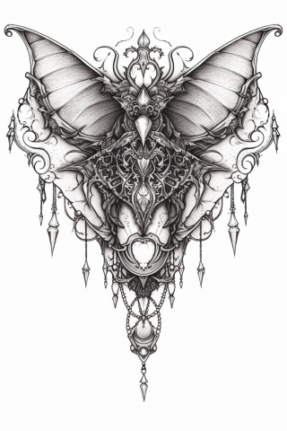 Gothic sternum tattoo, tattoo sketch#60