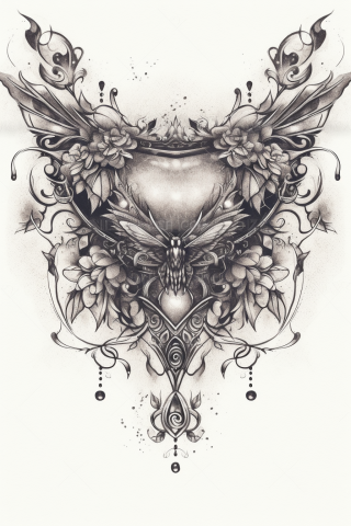 Gothic sternum tattoo, tattoo sketch#65