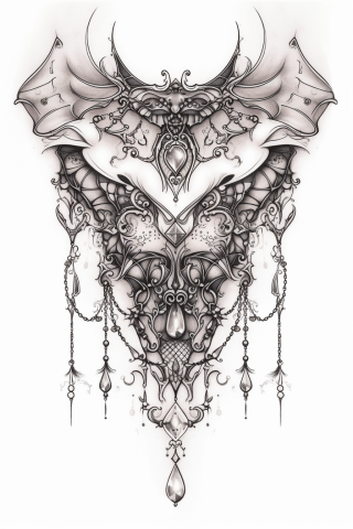 Gothic sternum tattoo, tattoo sketch#66